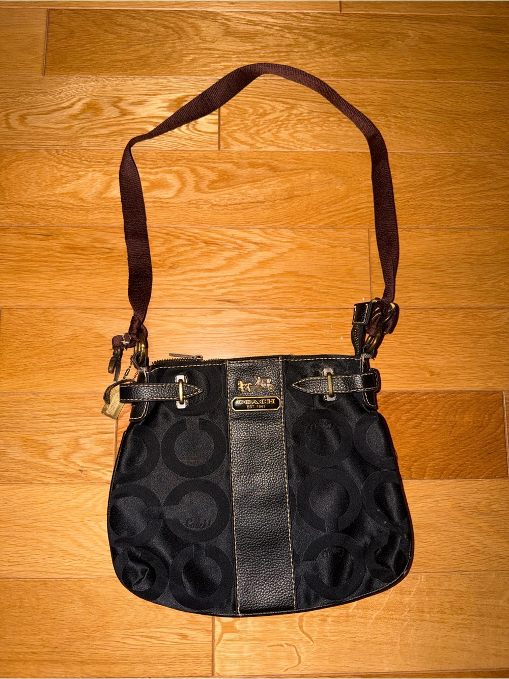 Coach Black Signature C Monogram Crossbody Bag